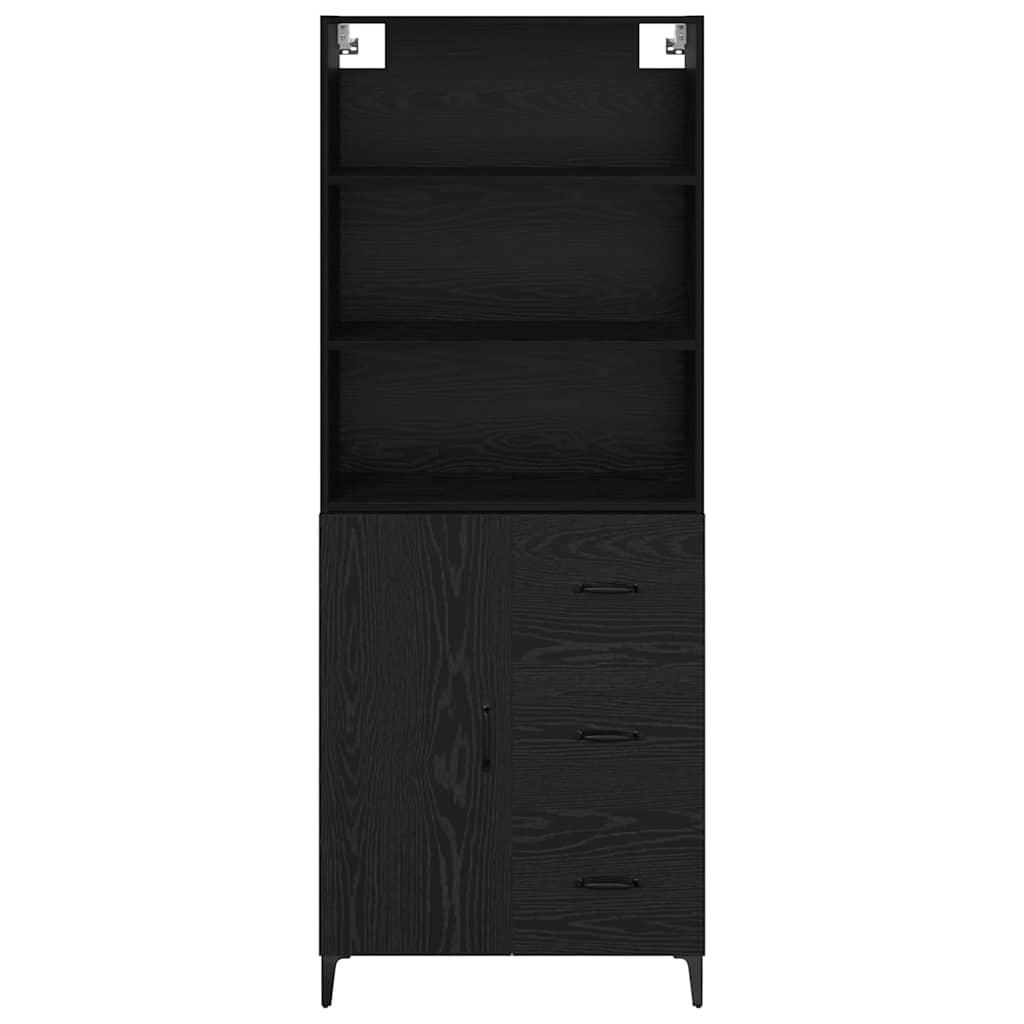 Highboard Schwarz Eichen-Optik 69,5 x 34 x 180 cm Holzwerkstoff