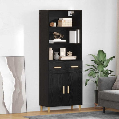 Highboard Schwarz Eichen-Optik 69,5 x 32,5 x 180 cm