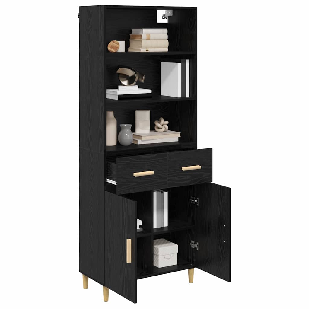 Highboard Schwarz Eichen-Optik 69,5 x 32,5 x 180 cm