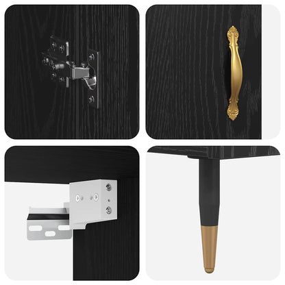 Highboard 2 stk. Schwarz Eichen-Optik 69,5 x 34 x 180 cm
