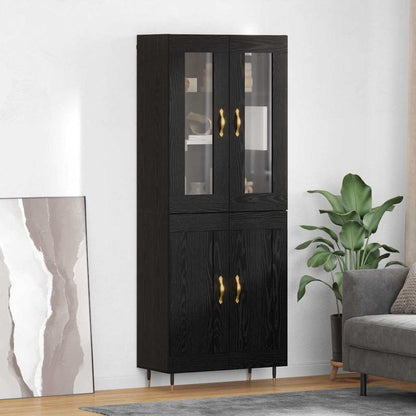 Highboard 2 stk. Schwarz Eichen-Optik 69,5 x 34 x 180 cm