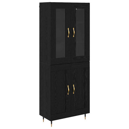 Highboard 2 stk. Schwarz Eichen-Optik 69,5 x 34 x 180 cm