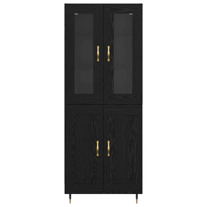 Highboard 2 stk. Schwarz Eichen-Optik 69,5 x 34 x 180 cm