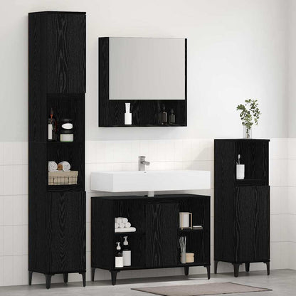 Badezimmermöbel-Set 3 Stk. Schwarz Eichen-Optik Holzwerkstoff
