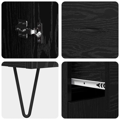 Highboard Schwarz Eichen-Optik 69,5 x 34 x 180 cm Holzwerkstoff