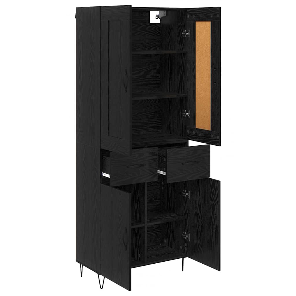Highboard Schwarz Eichen-Optik 69,5 x 34 x 180 cm Holzwerkstoff