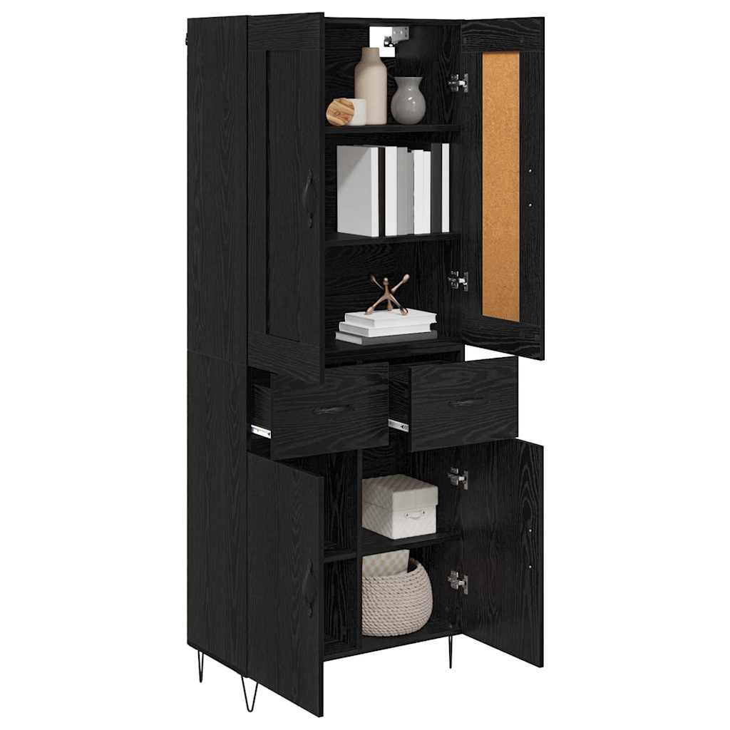 Highboard Schwarz Eichen-Optik 69,5 x 34 x 180 cm Holzwerkstoff