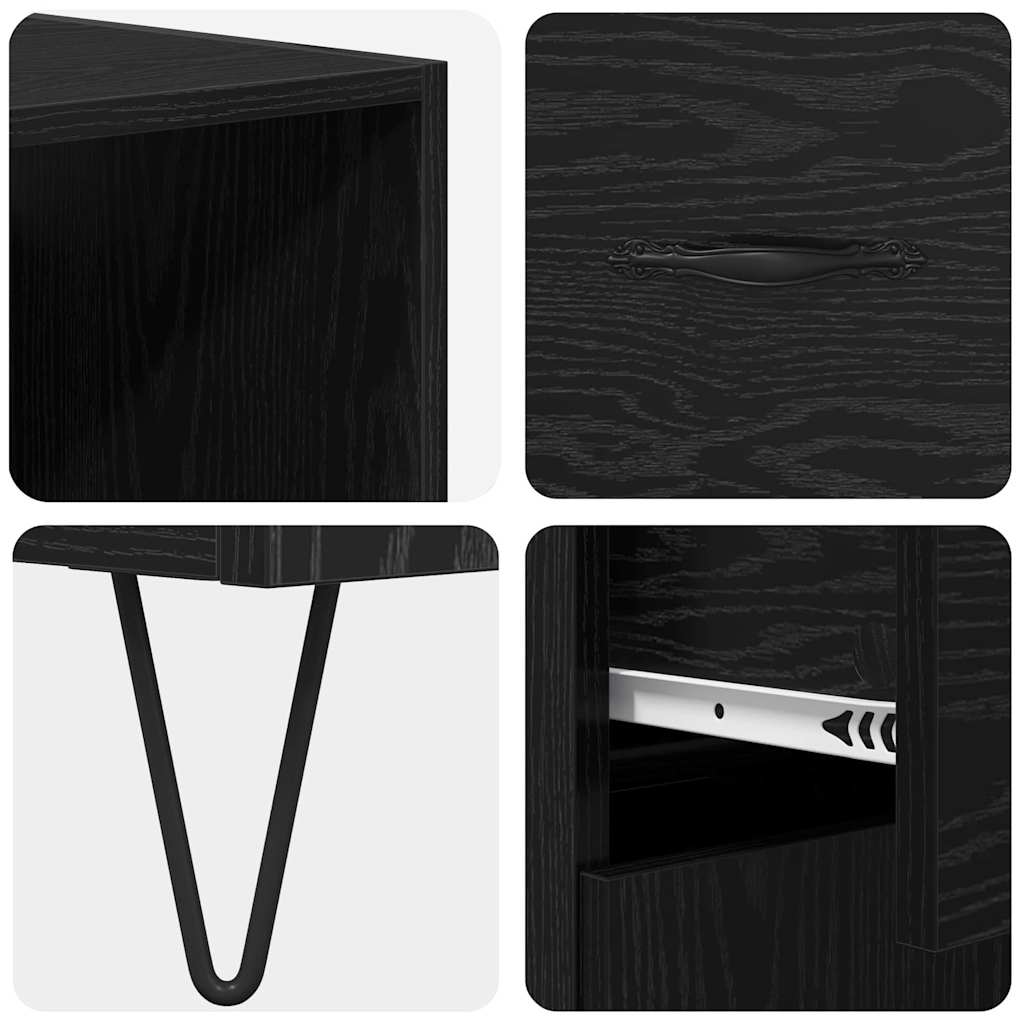 Highboard 2 stk. Schwarz Eichen-Optik 69,5 x 34 x 180 cm