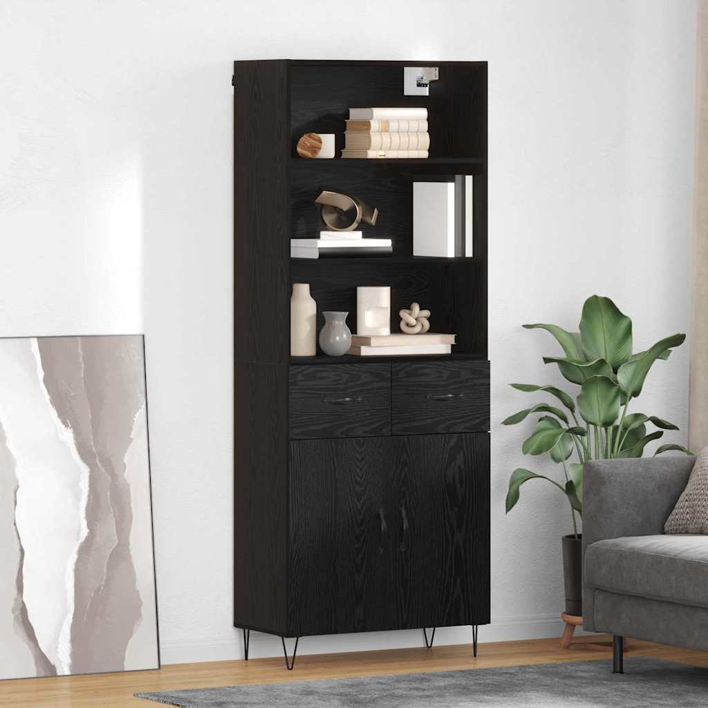 Highboard 2 stk. Schwarz Eichen-Optik 69,5 x 34 x 180 cm