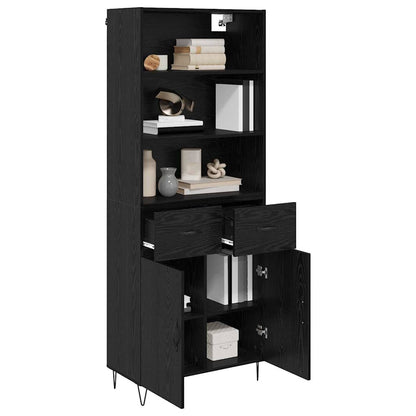 Highboard 2 stk. Schwarz Eichen-Optik 69,5 x 34 x 180 cm