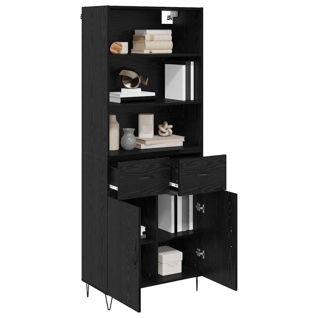 Highboard 2 stk. Schwarz Eichen-Optik 69,5 x 34 x 180 cm