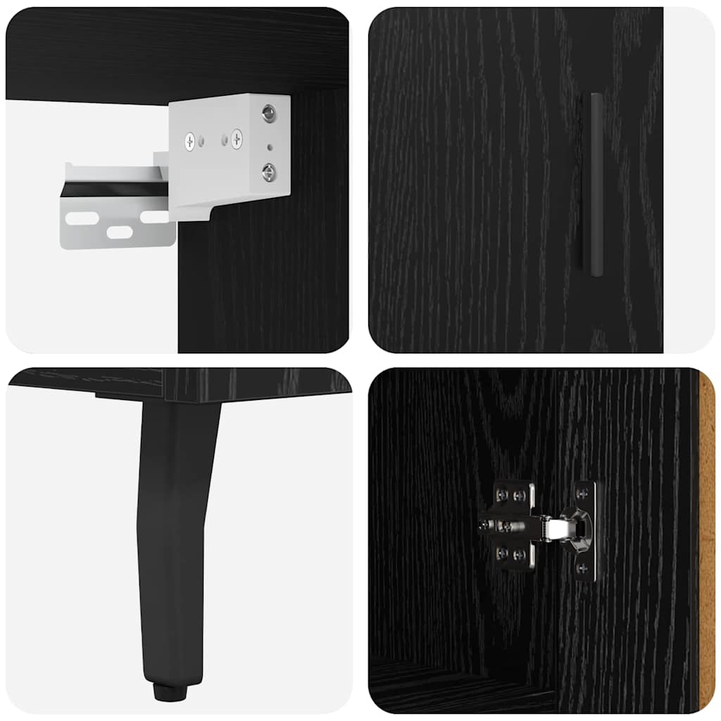 Highboard 2 stk. Schwarz Eichen-Optik 69,5 x 34 x 180 cm