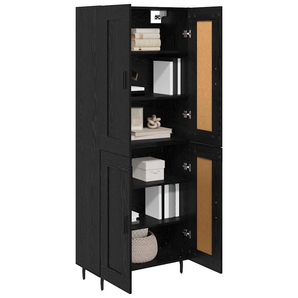 Highboard 2 stk. Schwarz Eichen-Optik 69,5 x 34 x 180 cm