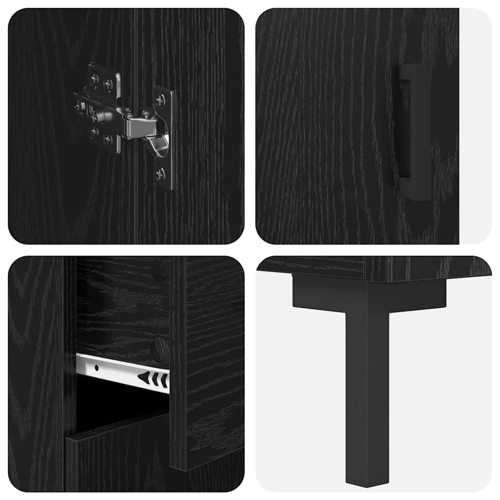Highboard 2 stk. Schwarz Eichen-Optik 69,5 x 34 x 180 cm