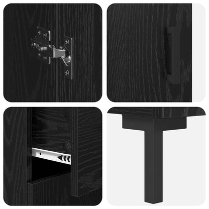 Highboard 2 stk. Schwarz Eichen-Optik 69,5 x 34 x 180 cm