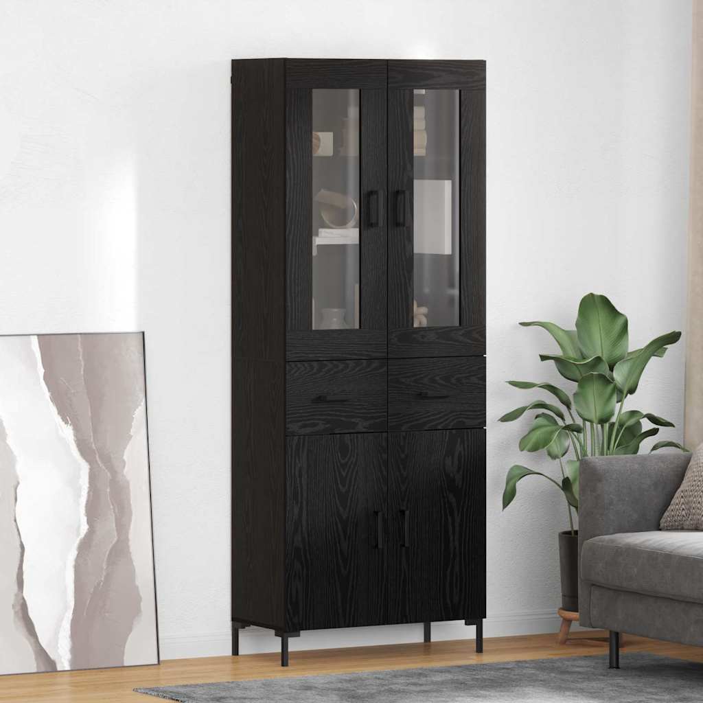 Highboard 2 stk. Schwarz Eichen-Optik 69,5 x 34 x 180 cm