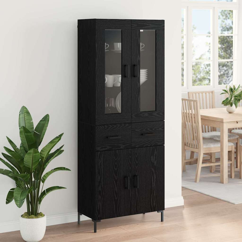 Highboard 2 stk. Schwarz Eichen-Optik 69,5 x 34 x 180 cm