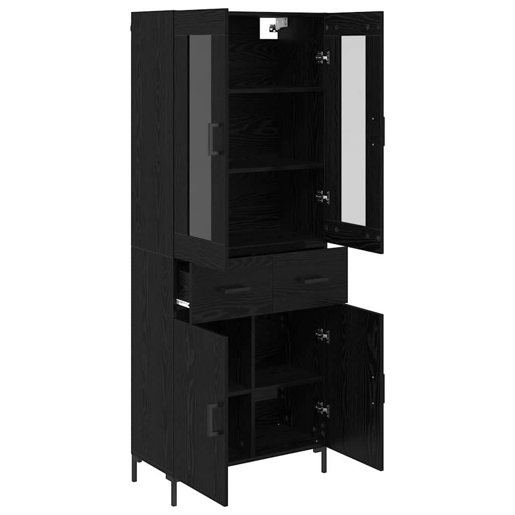Highboard 2 stk. Schwarz Eichen-Optik 69,5 x 34 x 180 cm