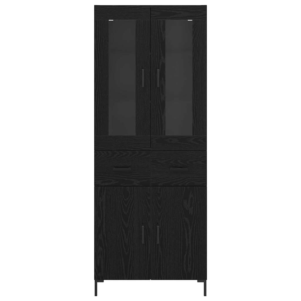 Highboard 2 stk. Schwarz Eichen-Optik 69,5 x 34 x 180 cm