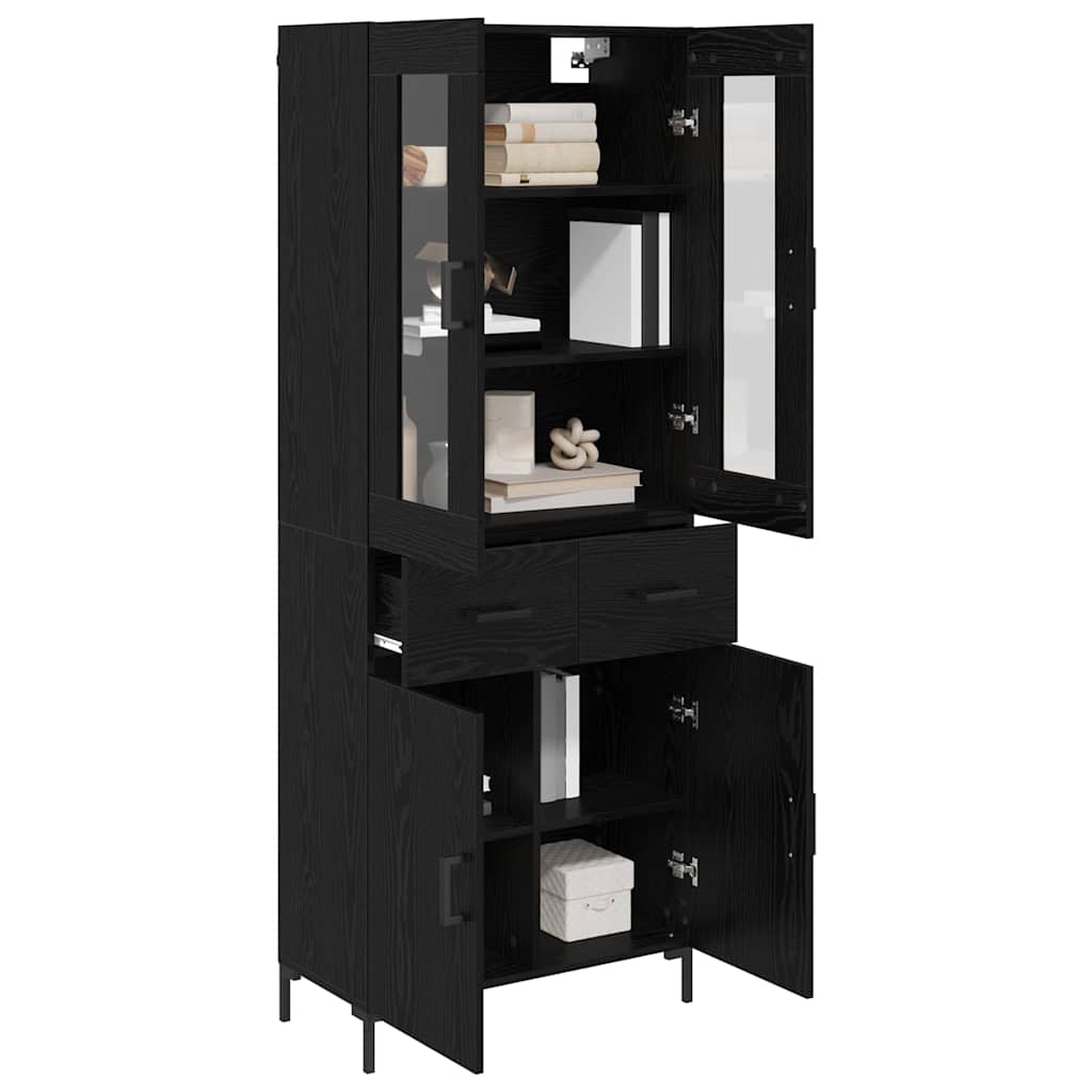 Highboard 2 stk. Schwarz Eichen-Optik 69,5 x 34 x 180 cm