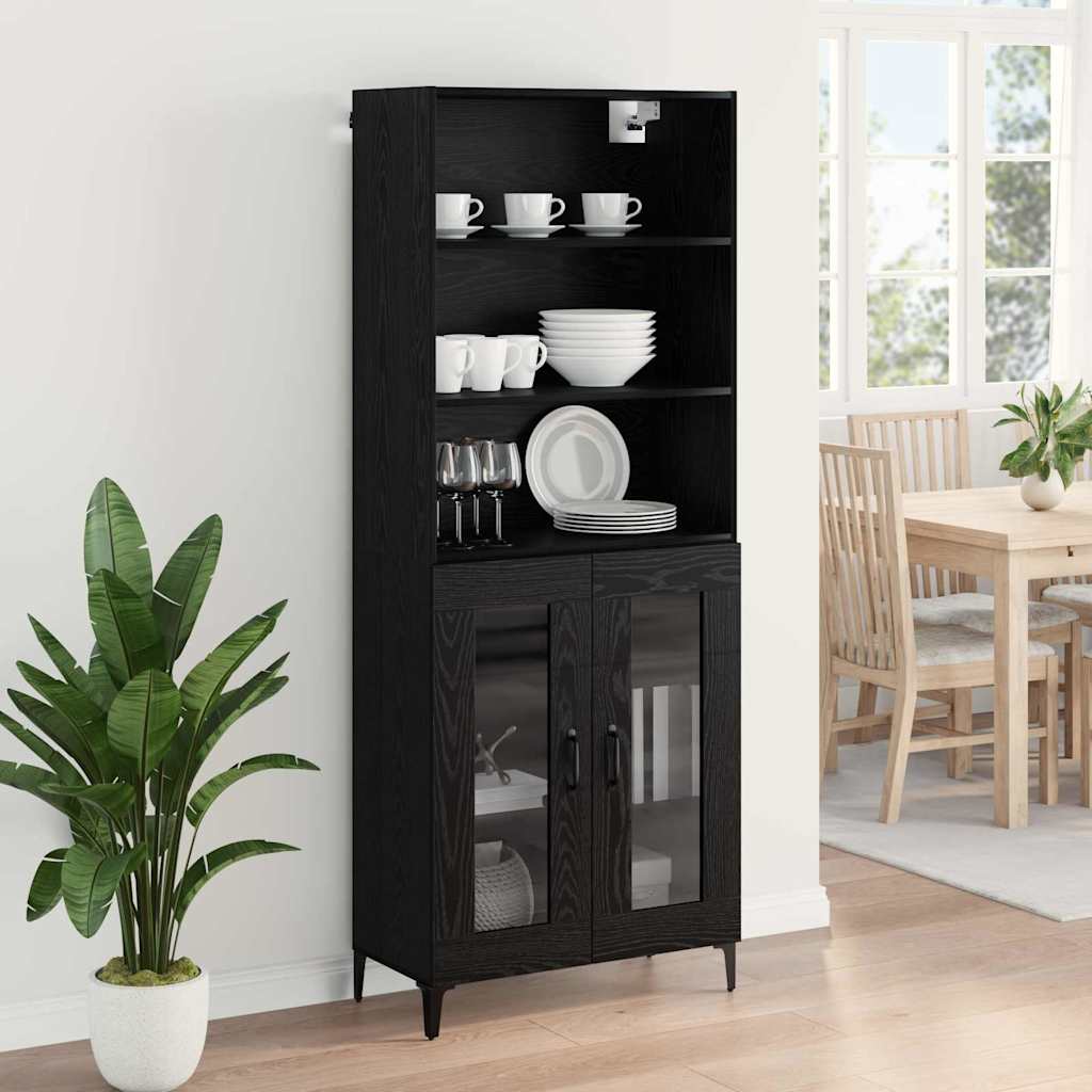 Highboard Schwarz Eichen-Optik 69,5 x 34 x 180 cm Holzwerkstoff