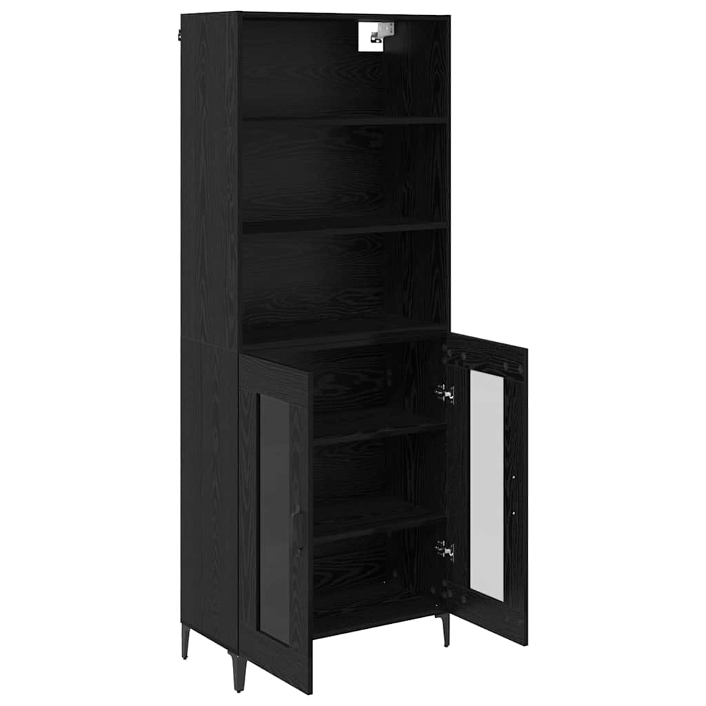 Highboard Schwarz Eichen-Optik 69,5 x 34 x 180 cm Holzwerkstoff