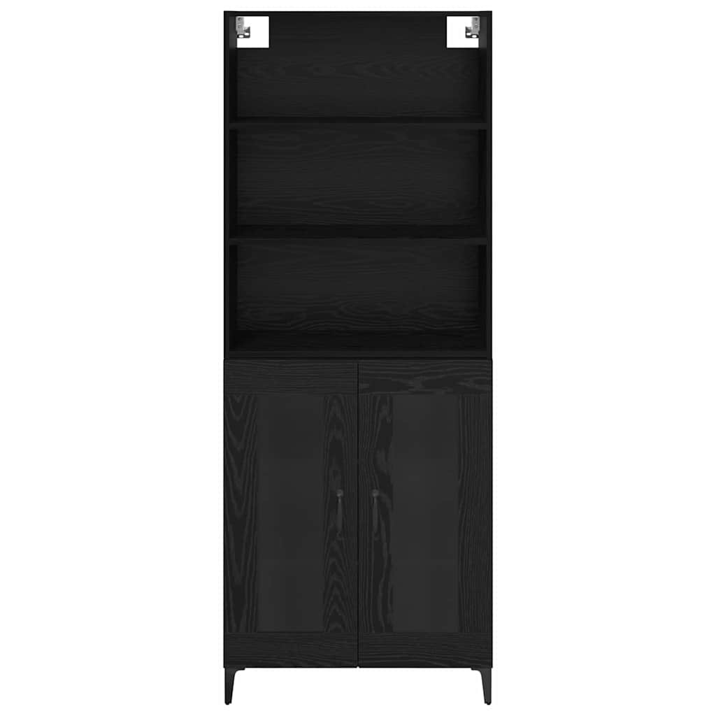Highboard Schwarz Eichen-Optik 69,5 x 34 x 180 cm Holzwerkstoff