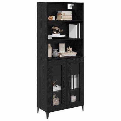 Highboard Schwarz Eichen-Optik 69,5 x 34 x 180 cm Holzwerkstoff
