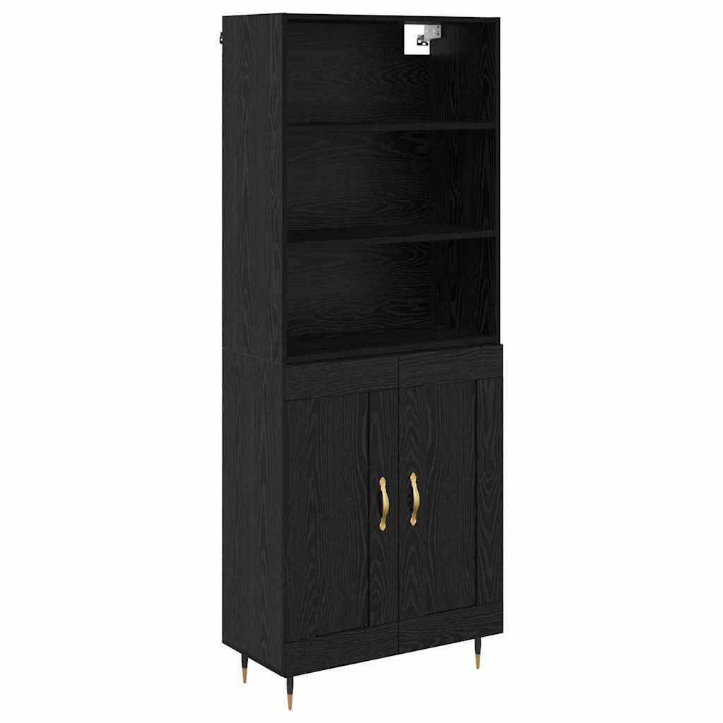 Highboard Schwarz Eichen-Optik 69,5 x 34 x 180 cm Holzwerkstoff
