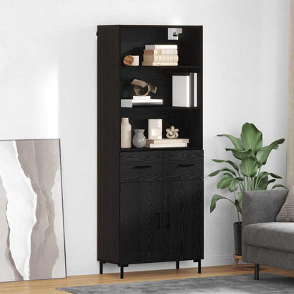 Highboard Schwarz Eichen-Optik 69,5 x 34 x 180 cm Holzwerkstoff