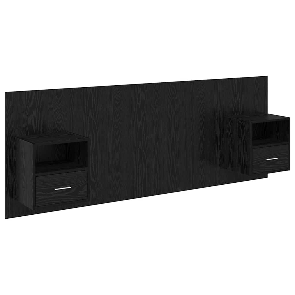 Kopfteil mit Schrank 3 stk. Schwarz Eichen-Optik Holzwerkstoff