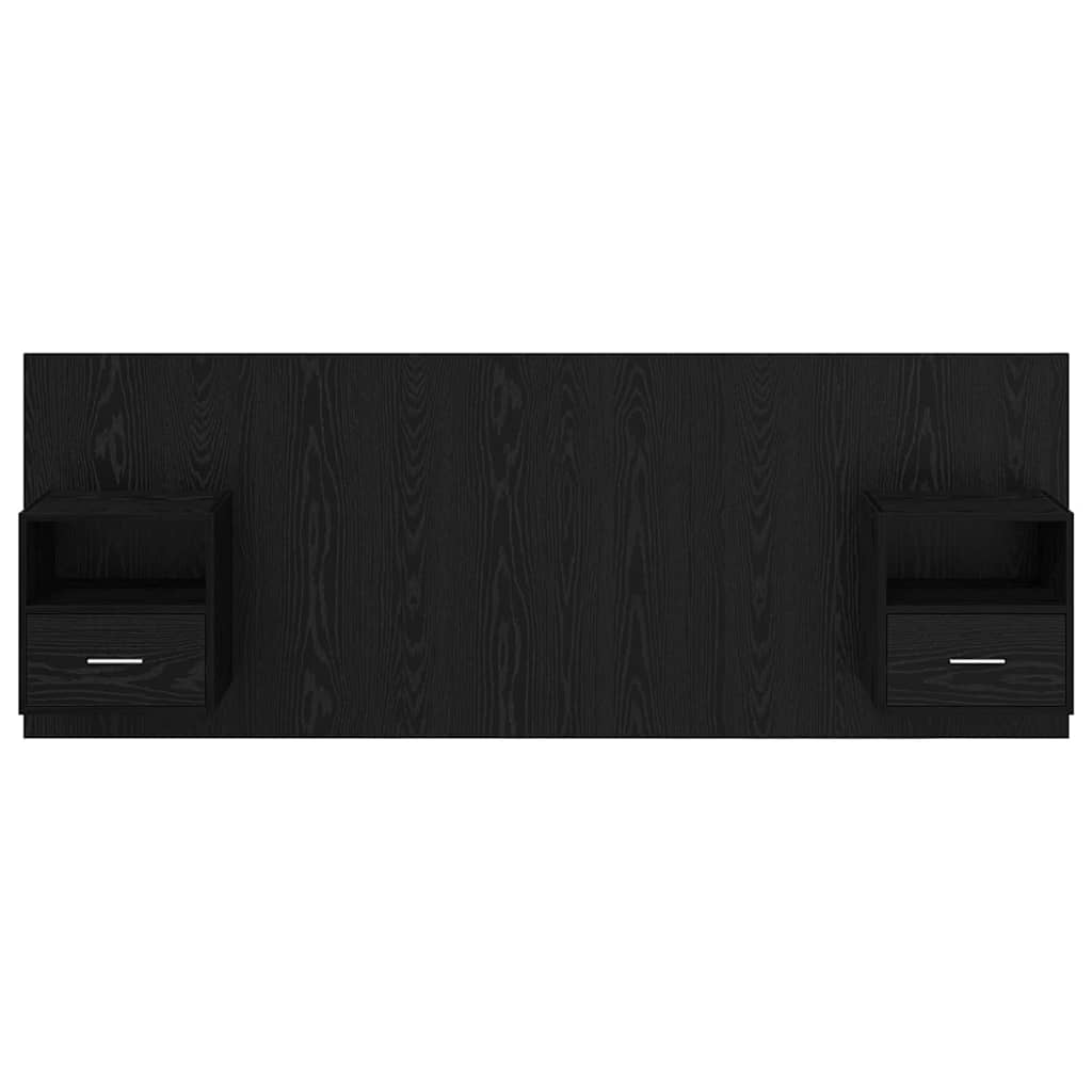 Kopfteil mit Schrank 3 stk. Schwarz Eichen-Optik Holzwerkstoff