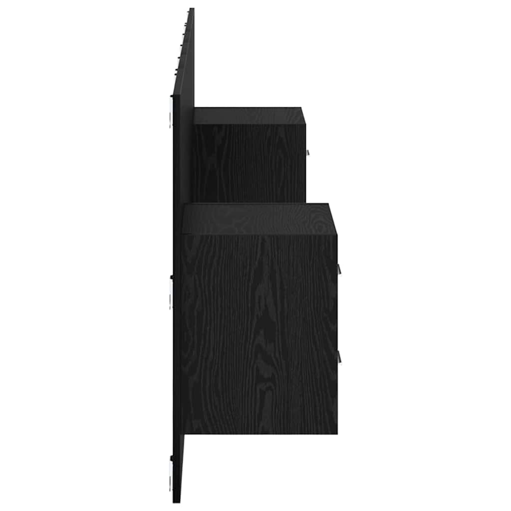 Kopfteil mit Schrank 3 stk. Schwarz Eichen-Optik Holzwerkstoff