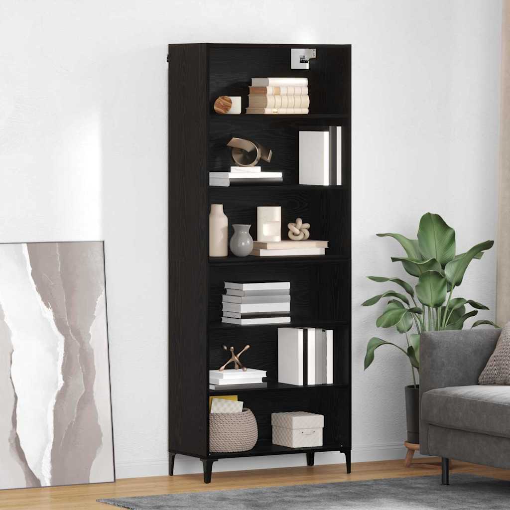 Highboard Schwarz Eichen-Optik 69,5 x 34 x 180 cm Holzwerkstoff