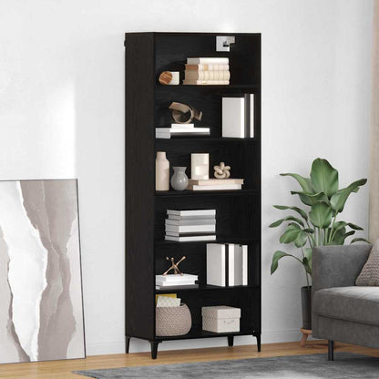 Highboard Schwarz Eichen-Optik 69,5 x 34 x 180 cm Holzwerkstoff