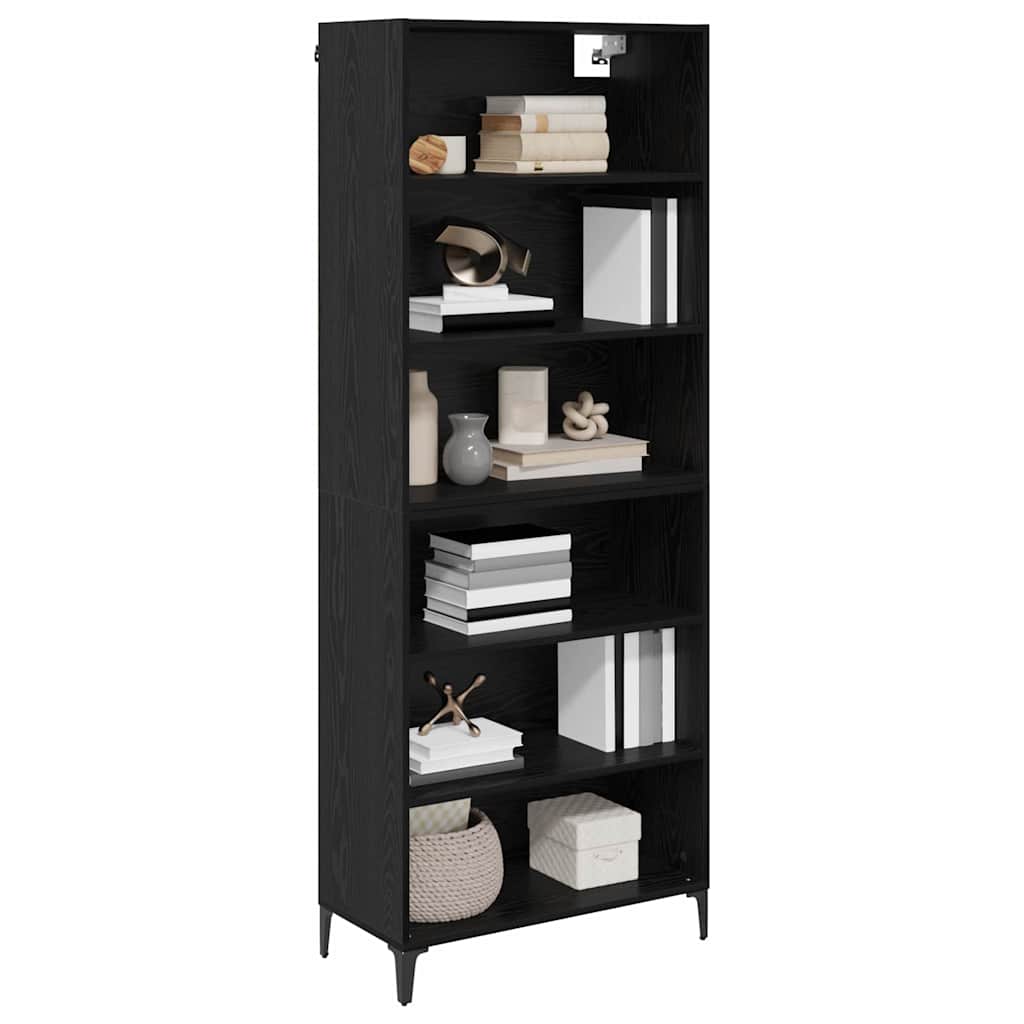 Highboard Schwarz Eichen-Optik 69,5 x 34 x 180 cm Holzwerkstoff