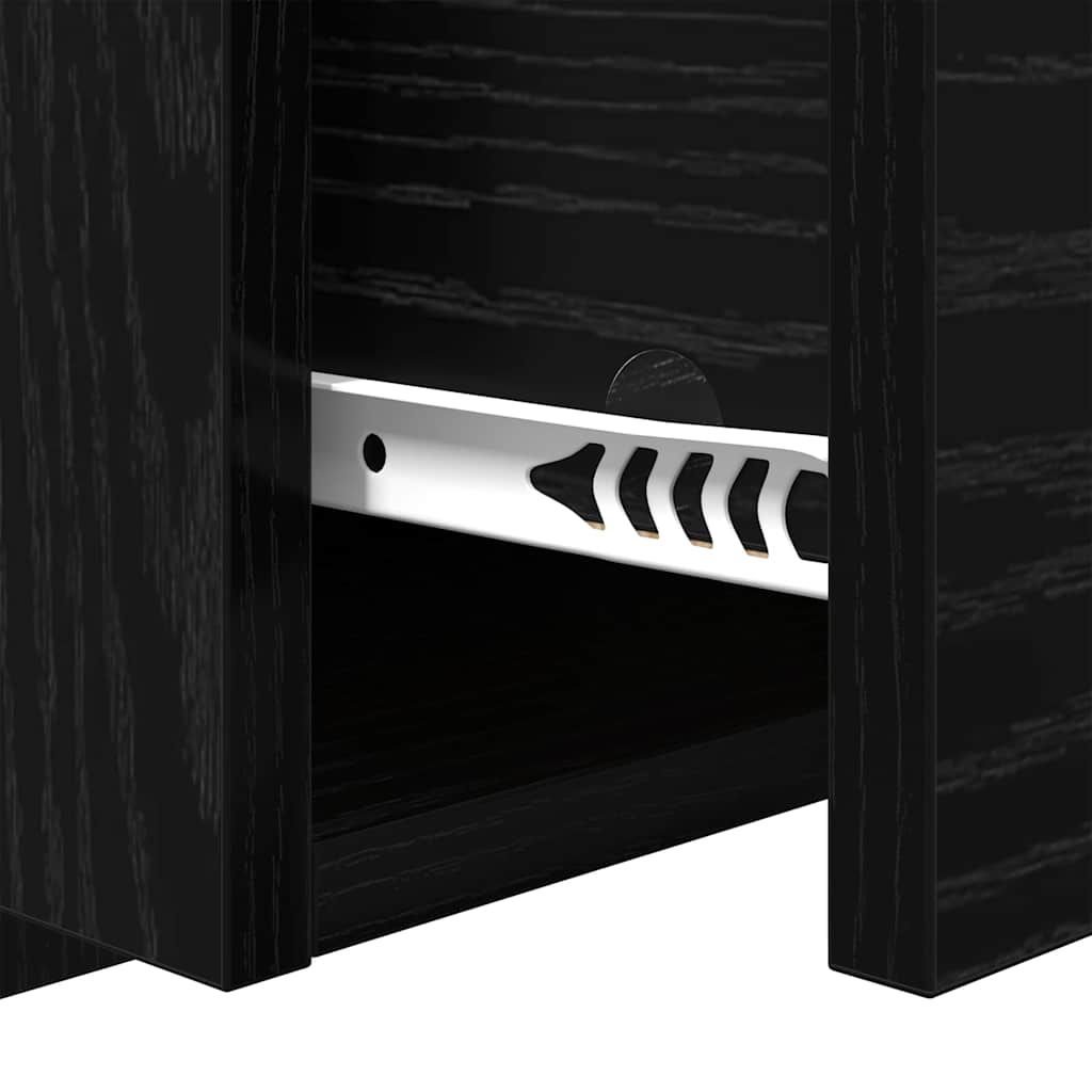 Kopfteil mit Schrank 3 stk. Schwarz Eichen-Optik Holzwerkstoff