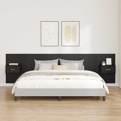 Kopfteil mit Schrank 3 stk. Schwarz Eichen-Optik Holzwerkstoff