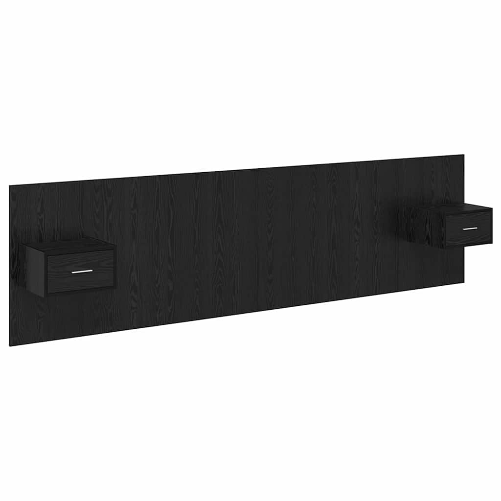 Kopfteil mit Schrank 3 stk. Schwarz Eichen-Optik Holzwerkstoff
