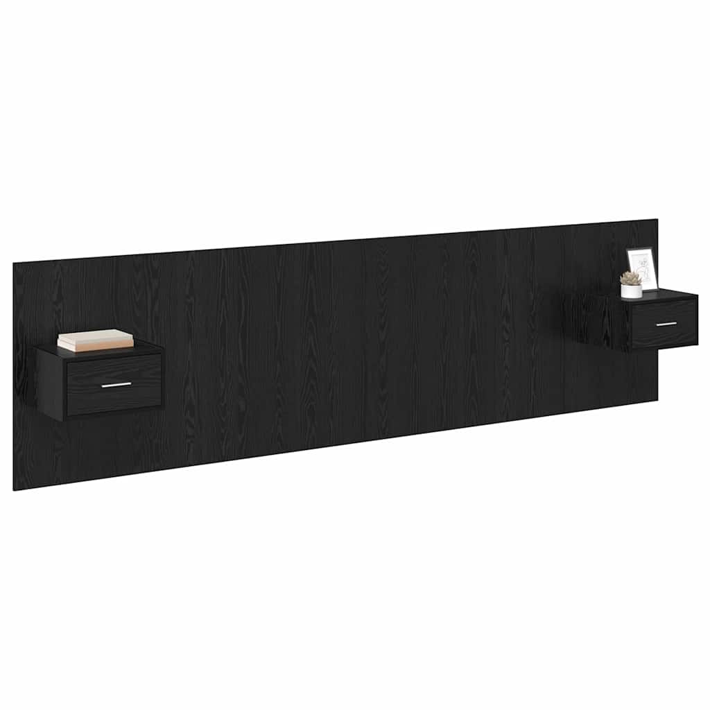 Kopfteil mit Schrank 3 stk. Schwarz Eichen-Optik Holzwerkstoff