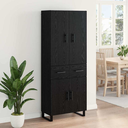 Highboard 2 stk. Schwarz Eichen-Optik 69,5 x 34 x 180 cm