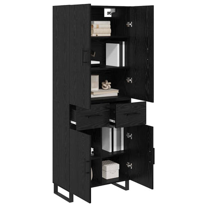 Highboard 2 stk. Schwarz Eichen-Optik 69,5 x 34 x 180 cm