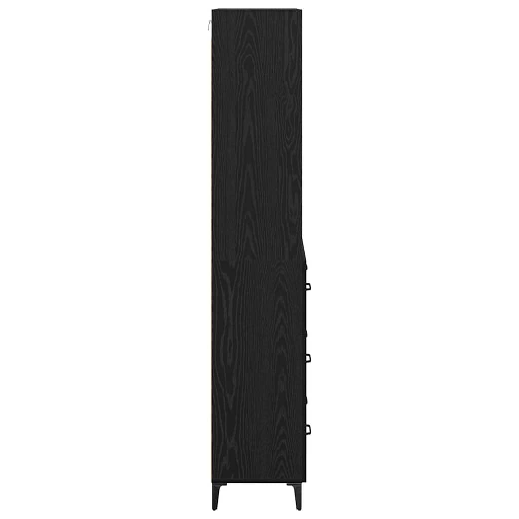Highboard Schwarz Eichen-Optik 69,5 x 34 x 180 cm Holzwerkstoff