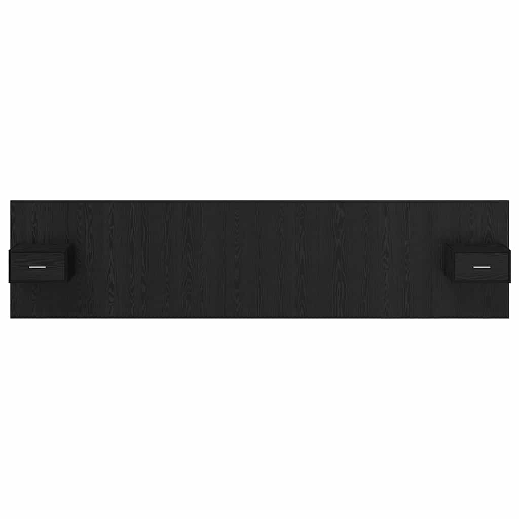 Kopfteil mit Schrank 3 pcs Schwarz Eichen-Optik Holzwerkstoff