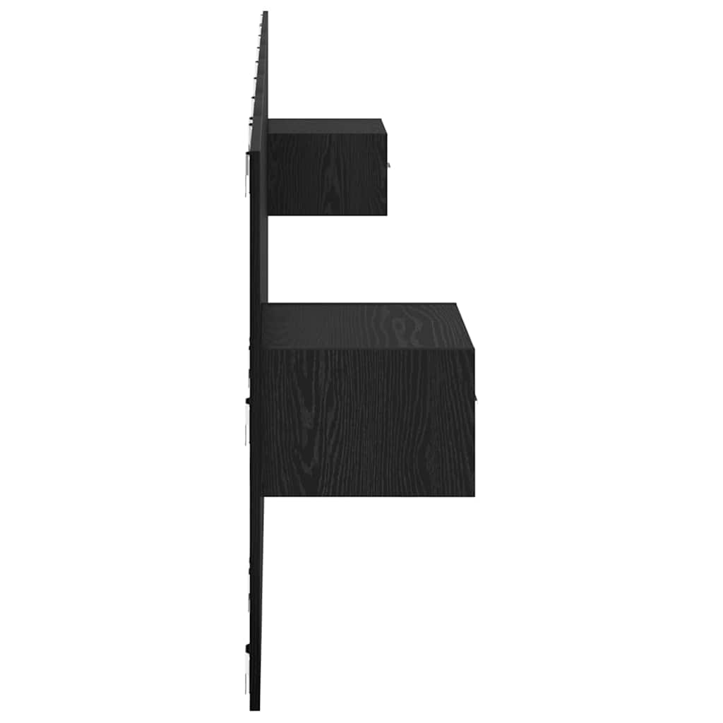 Kopfteil mit Schrank 3 pcs Schwarz Eichen-Optik Holzwerkstoff