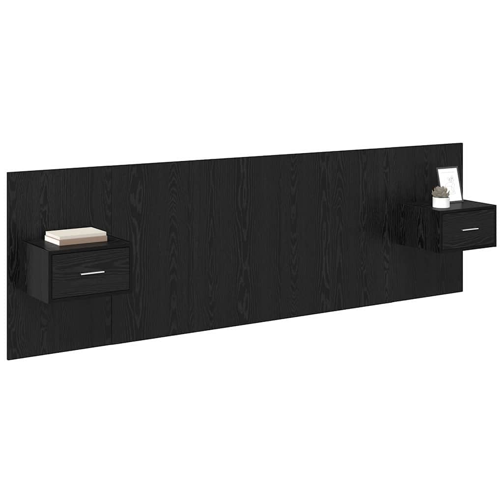 Kopfteil mit Schrank 3 Stk. Schwarz Eichen-Optik Holzwerkstoff