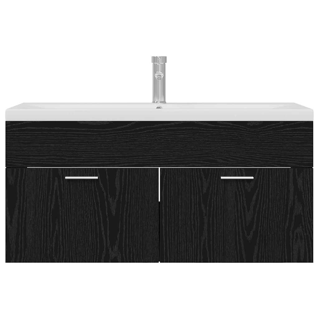 Badezimmerschrank Schwarz Eichen-Optik 100 x 38,5 x 46 cm