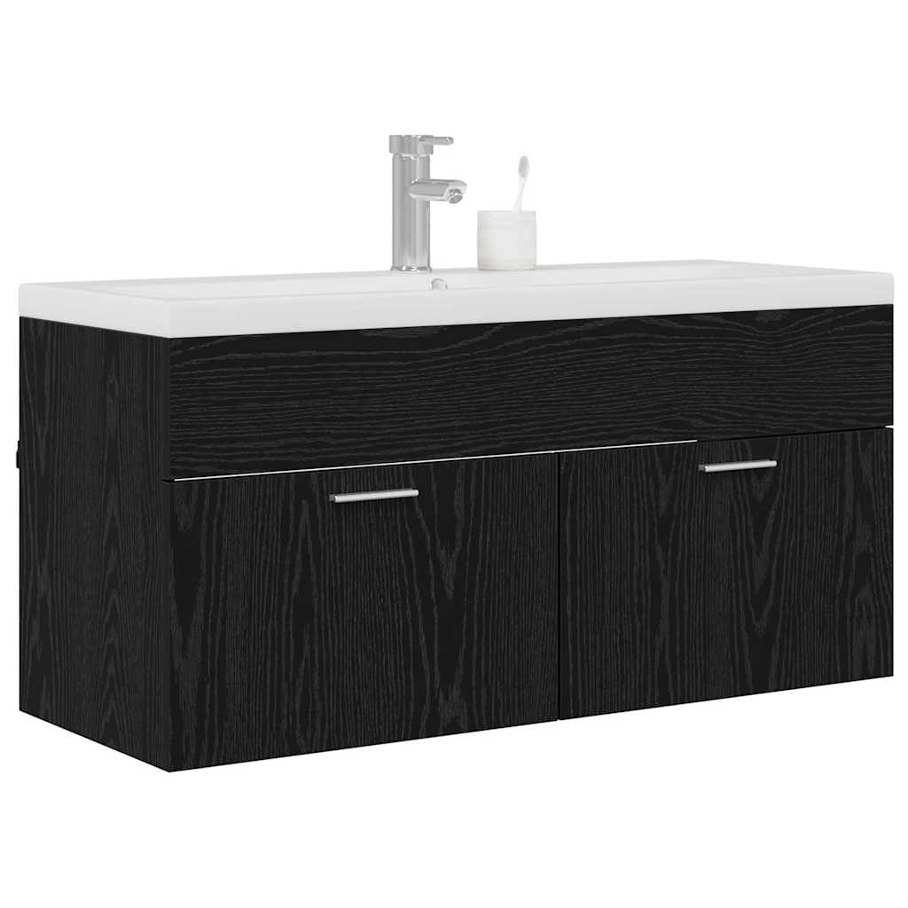 Badezimmerschrank Schwarz Eichen-Optik 100 x 38,5 x 46 cm