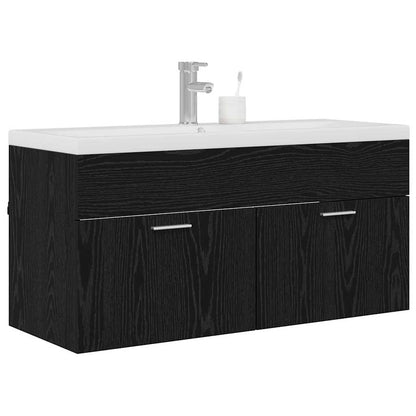 Badezimmerschrank Schwarz Eichen-Optik 100 x 38,5 x 46 cm