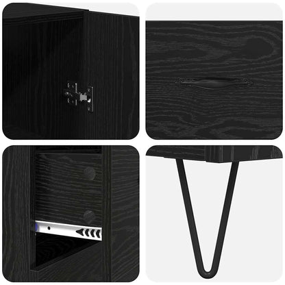 Highboard 2 Stk. Schwarz Eichen-Optik 69,5 x 34 x 180 cm